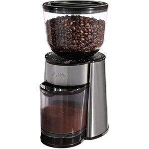 Mr. Coffee Automatic Burr Mill Coffee Grinder with 18 Custom Grinders Silver